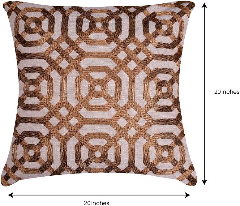 Decozen Decorative Throw Pillow with Insert 20"x20" inches in 1 Set Embroidered Octagon Pattern for Couch Sofa Bed Living Room Bedroom Farmhouse Indoor Patio: Home & Kitchen