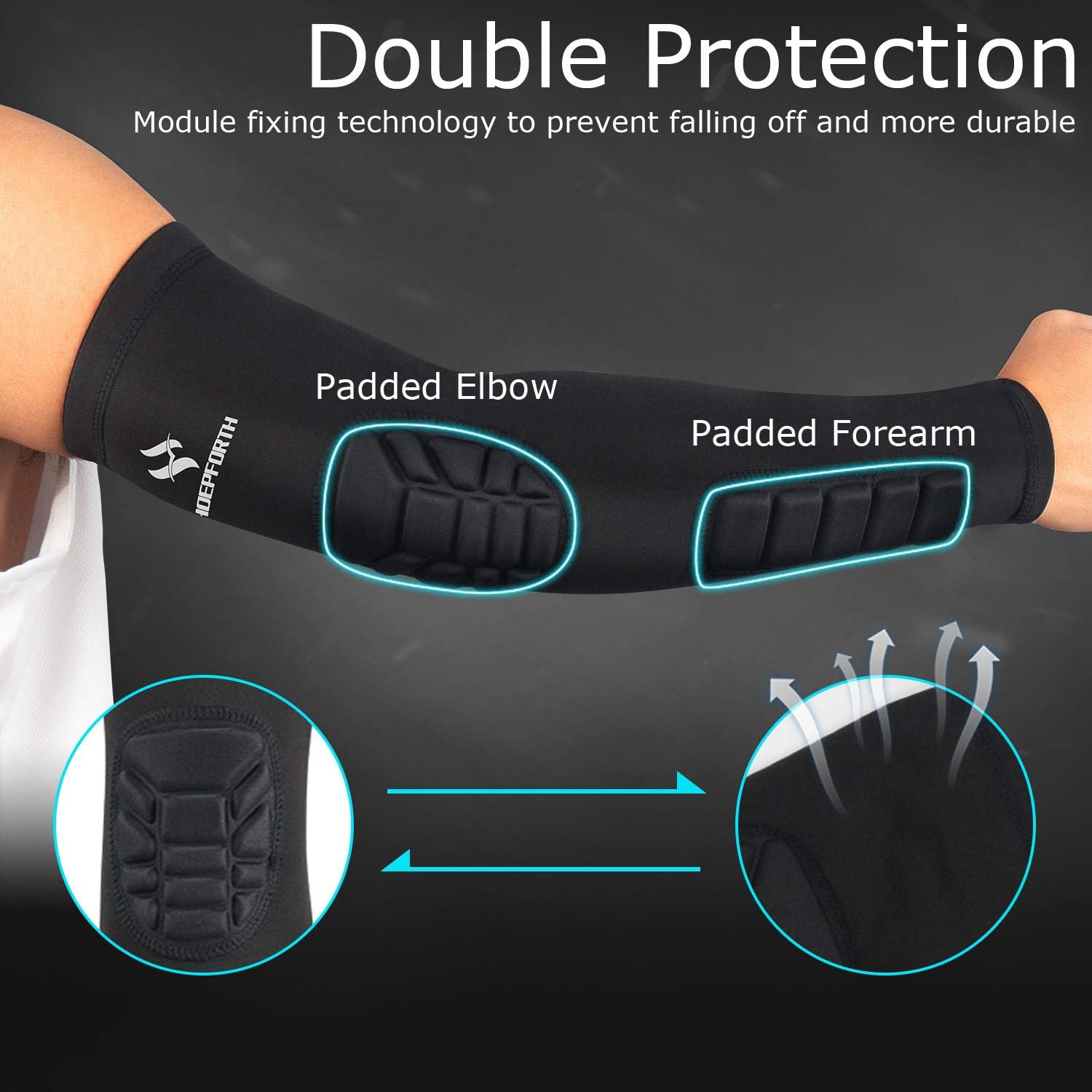 HOPEFORTH 2PCS Padded Elbow Forearm Sleeves Compression Arm Protective Support : Clothing