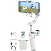 Hohem iSteady V3 Ultra Gimbal Stabilizer for Smartphone, AI Tracking Phone Gimbal, 1.22" Touchscreen Detachable Remote Control, Built-in Extension Rod &amp; Tripod, 360&deg; Infinite Pan, Vlog Filming, White