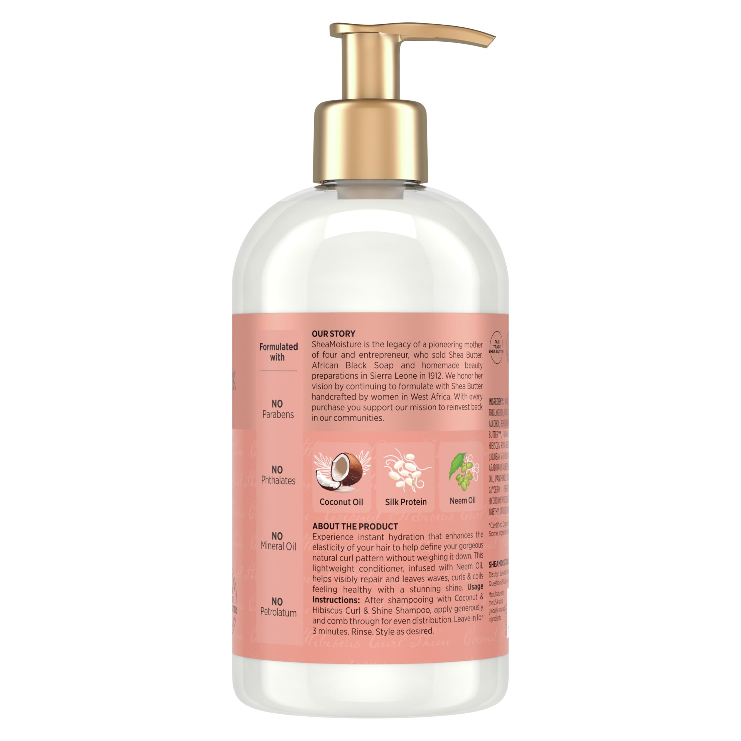 SheaMoisture Curl & Shine Conditioner Coconut & Hibiscus, for Thick, Curly Hair to Moisturize & Soften, 13 oz
