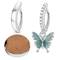 FIASASO 2Pcs 14G Clicker Dangel Belly Button Ring