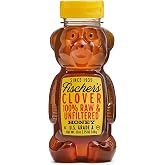Fischer's Clover Honey, 12 Oz &ndash; 100% Pure, Raw &amp; Unfiltered Honey &ndash; Squeezable Bear Bottle &ndash; Gluten-Free, Non-GMO &ndash; All-Natural Sweetener