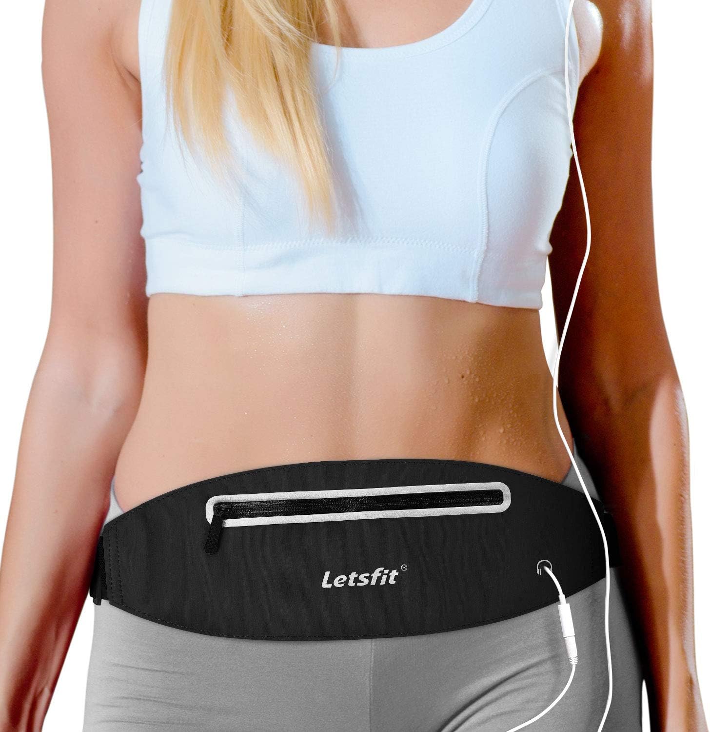 Letsfit Running Belt, Water Resistant Running Waist Pack for Running Hiking Cycling Climbing, Adjustable Running Pouch Belt for Smart Phone XR XS MAX 8+ 7+ 6+ 6s+
