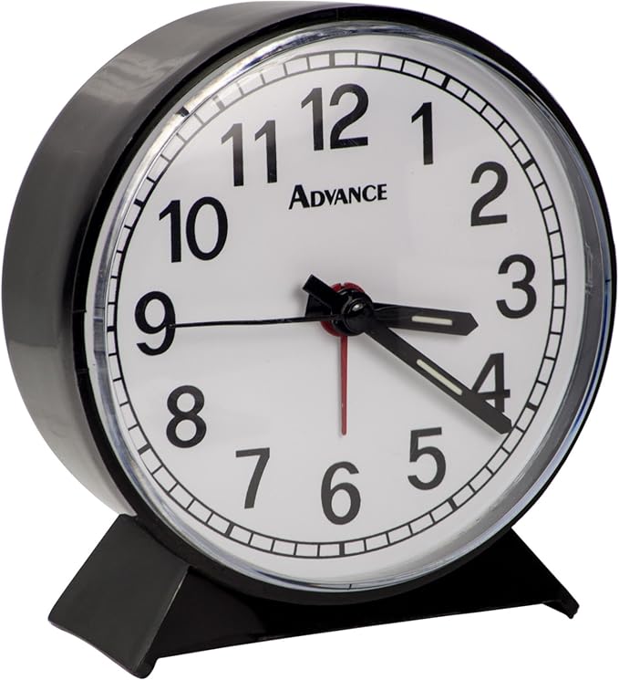Geneva Advance Clock Black Keywind Analog Alarm Clock