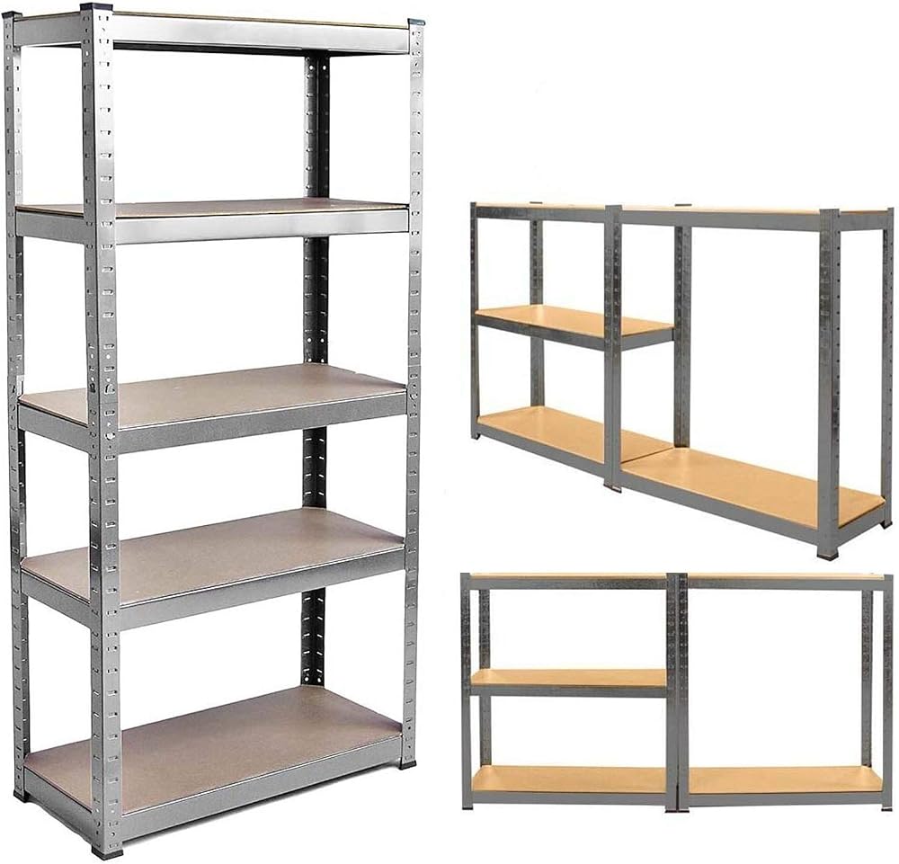 Feidak 150x70x30cm 5-Tier Garage Shelving Unit Heavy Duty Steel MDF Boltless
