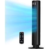 Levoit Tower Fan for Bedroom, 28ft/s Fans that Blow Cold Air, 28dB Quiet | Standing Floor Fan for Room, 90&deg; Oscillating, 5 Speeds 4 Modes &amp; Temp Sensor, Bladeless, 12H Timer, Remote, 36 inch, Black