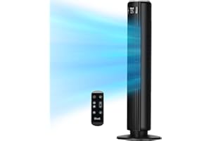 LEVOIT Classic 36 inch Tower Fan for Bedroom, 25ft/s Airflow Standing Fan that Blows Cold Air for Home, 90° Oscillation, Quiet 28dB, Remote, 12H Timer, 5 Speeds, 4 Modes with Smart Sensor, Black