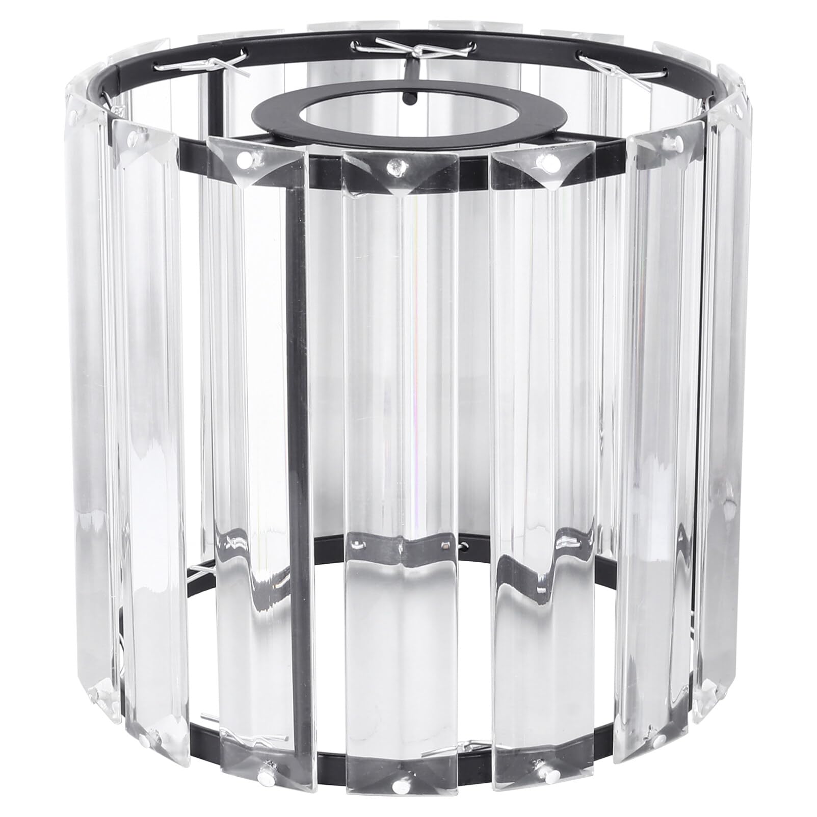 Veemoon Small Clear Crystal Barrel Lampshade, Modern Style Glass Cylinder Lampshade Hanging Ceiling Light Cover Accessories for Island Light Floor Table Lamp, 4.7" H (Middle Hole 3CM)