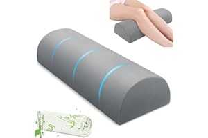 urnexttour Large Knee Pillow for Side Sleepers Memory Foam Leg Pillows for Sleeping Yoga Bed Half Moon Bolster Pillow for Neck Pain Relief with 2 Pillowcases 23.6"x8.7"x5"(Grey+Green, Extended Size)