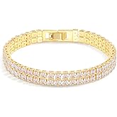 Fydesta 14K Gold Plated Tennis Bracelet for Women – Classic CZ Link Design, Fits 6.0"–7.2" Wrists – Stylish Sparkling Jewelry Gift, Timeless Tennis Bracelets for Women