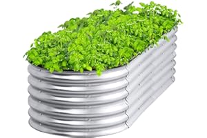 sogesfurniture Outdoor Galvanized Raised Garden Bed, 6×3×2 FT Oval Planter Box, Extra Large Raised Garden Bed Kit for Vegetab