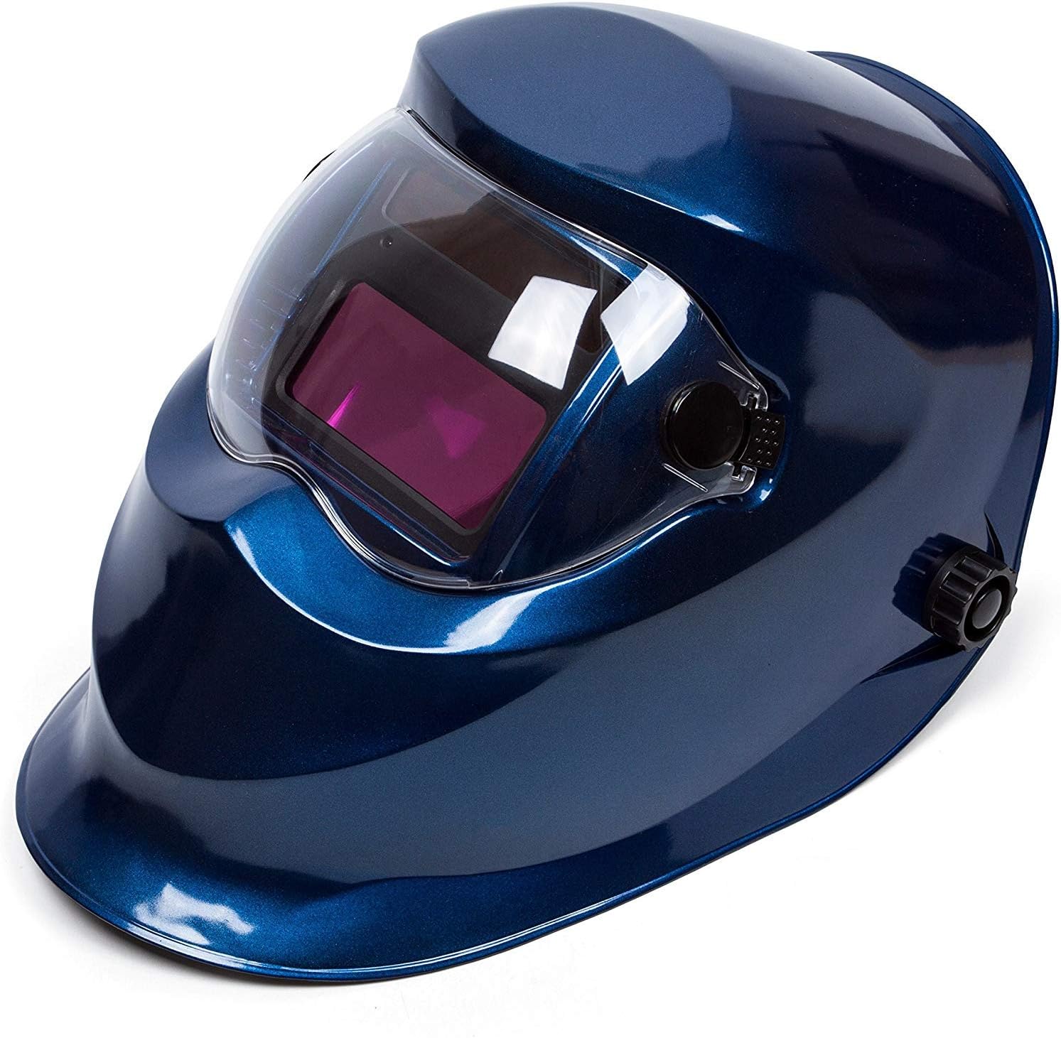 Auto Darkening Welding Helmet Solar Power Wide Viewing Field Professional Hood (Navy Blue)