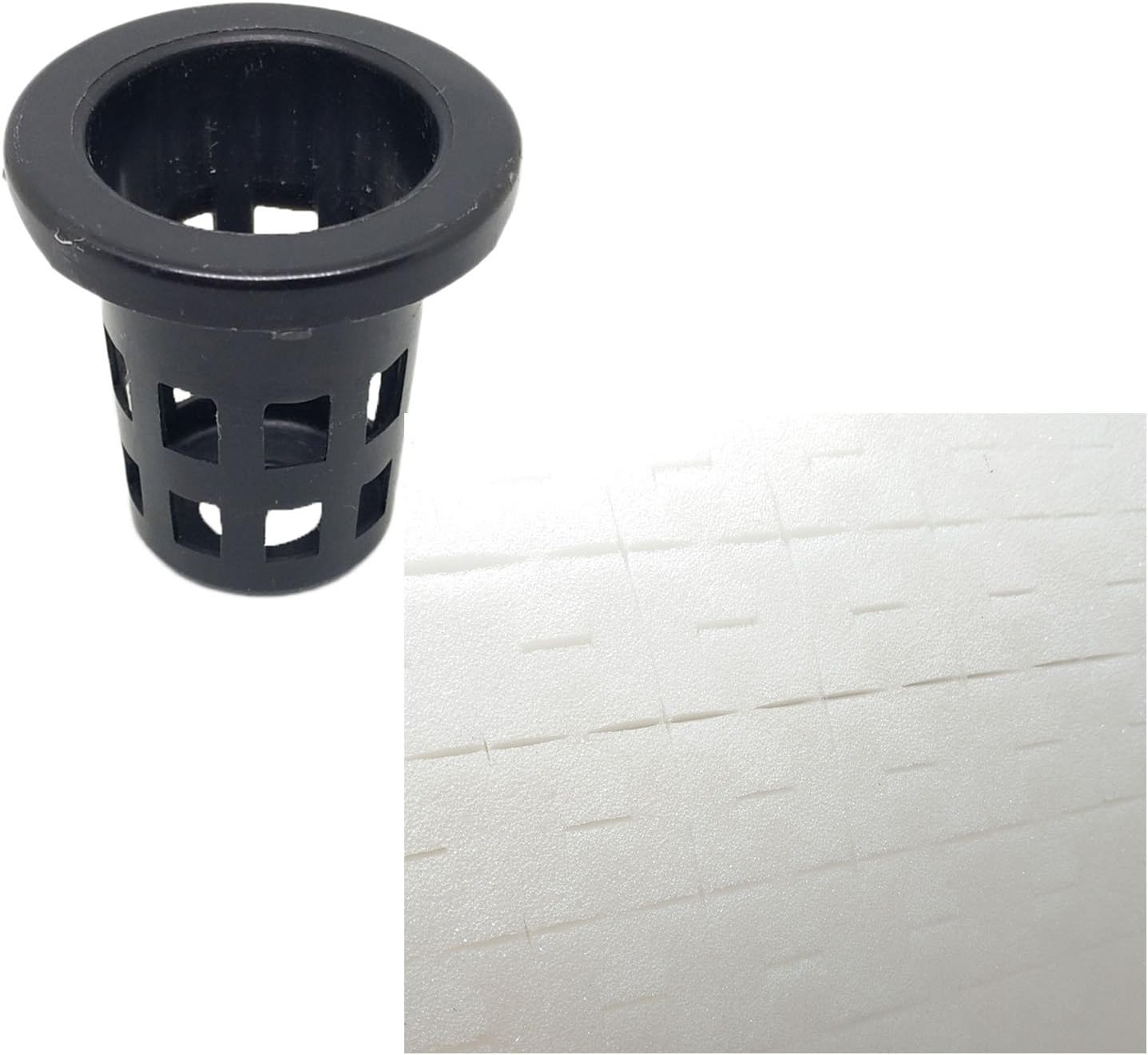JpGdn 1.4" Hydroponics Net Pots with Seed Growing Media Cubes Sponges Garden Mesh Cups Black Plastic Basket Plant Growth Accessories Pack of 96