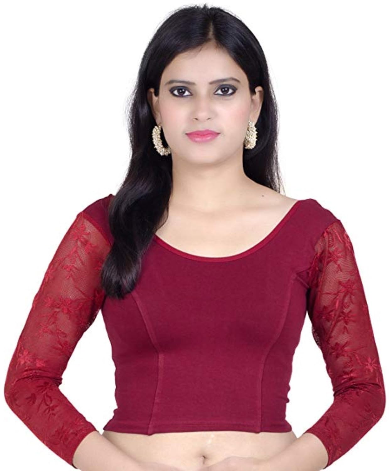 fressia fabrics women's stretchable readymade saree blouse crop top choli pack of 3