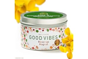 MAGNIFICENT 101 GOOD VIBES Aromatherapy Candle as Blessings Magnet - Sage, Bergamot, Sandalwood Scented Natural Soybean Wax Tin Candle for Purification and Chakra Healing Under $20