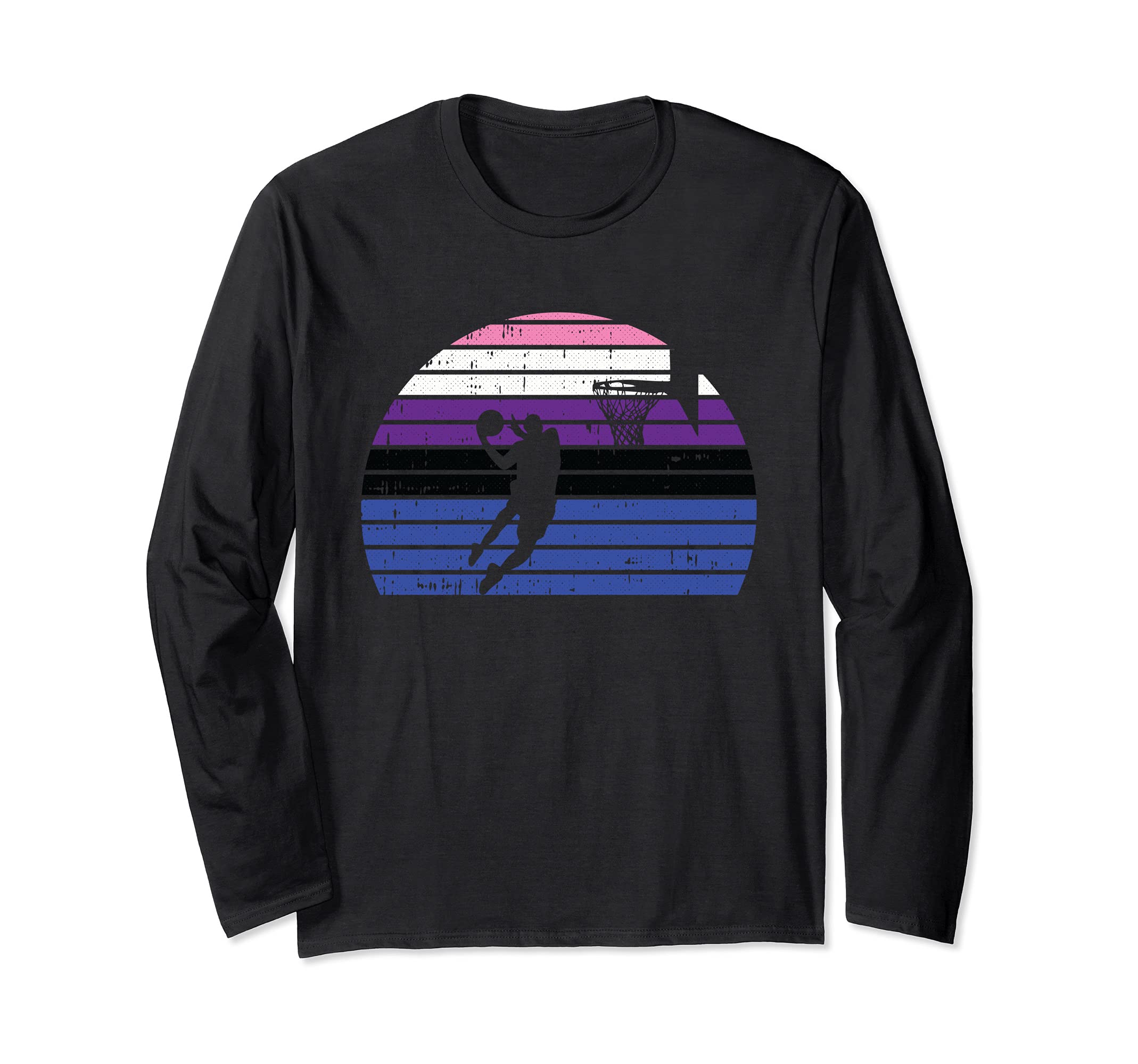 Basketball Player LGBT-Q Retro Genderfluid Pride Sport Fan Long Sleeve T-Shirt