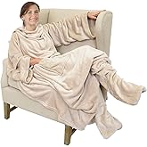 Catalonia Wearable Fleece Blanket with Sleeves and Foot Pockets for Adult Women Men, Micro Plush Comfy Wrap Sleeved Throw Blanket Robe Large, Gift for Her