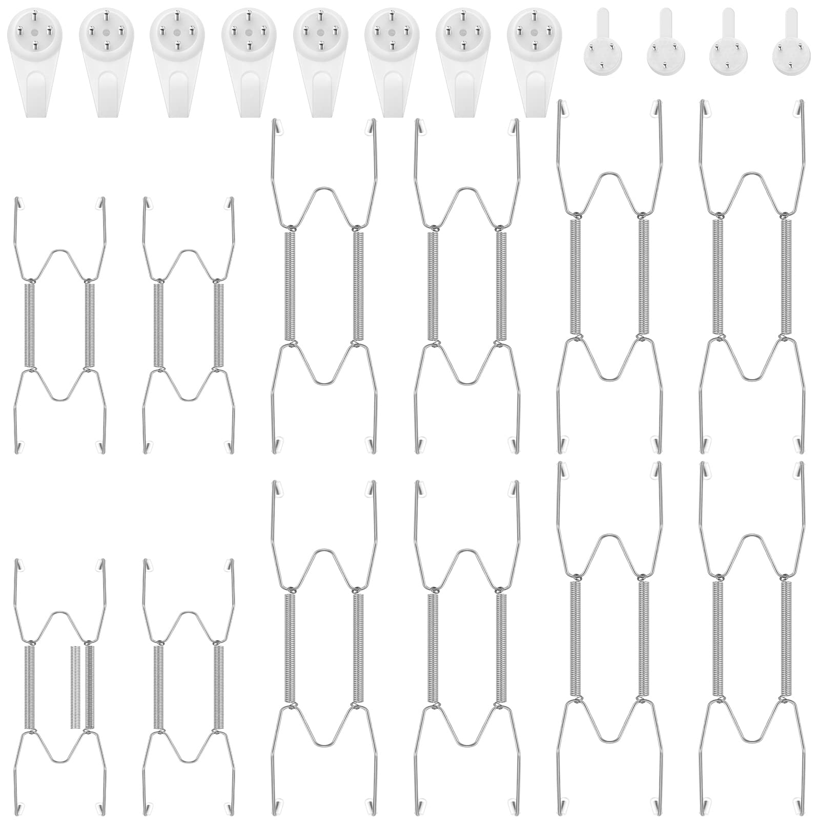 Hotop 12 Pieces Plate Hangers for Wall Plate Hangers Stainless Steel Wire Invisible Plate Hangers Heavy Duty Display Holders with 12 Pieces Wall Hooks for Decorative Plates (Silver, 6/8/10 Inch)