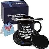 Fathers Day PaPa Gifts for Dad from Daughter, Best Dad Ever Mug,11OZ Coffee Mug Warmer Set, Dad Gifts for Fathers Day, Birthday, Christmas