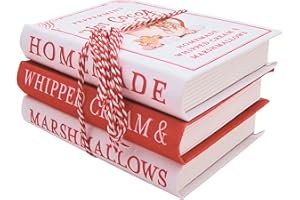 WOWSER Set of 3 Hot Cocoa Faux Book Stack, Freestanding Christmas Décor, Coffee Table or Shelf Decoration, 8 Inches