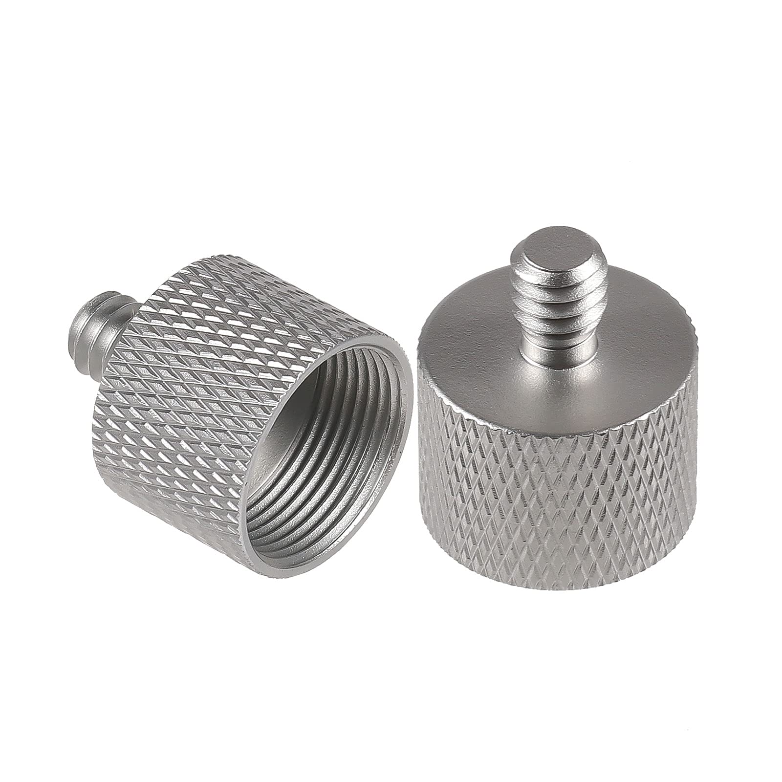 SAVITA 2pcs Mic Stand Adapter 5/8 to1/4 Screw Thread Adapter Tripod Screw Adapter For Camera Monitor Microphone Stand (Silver)