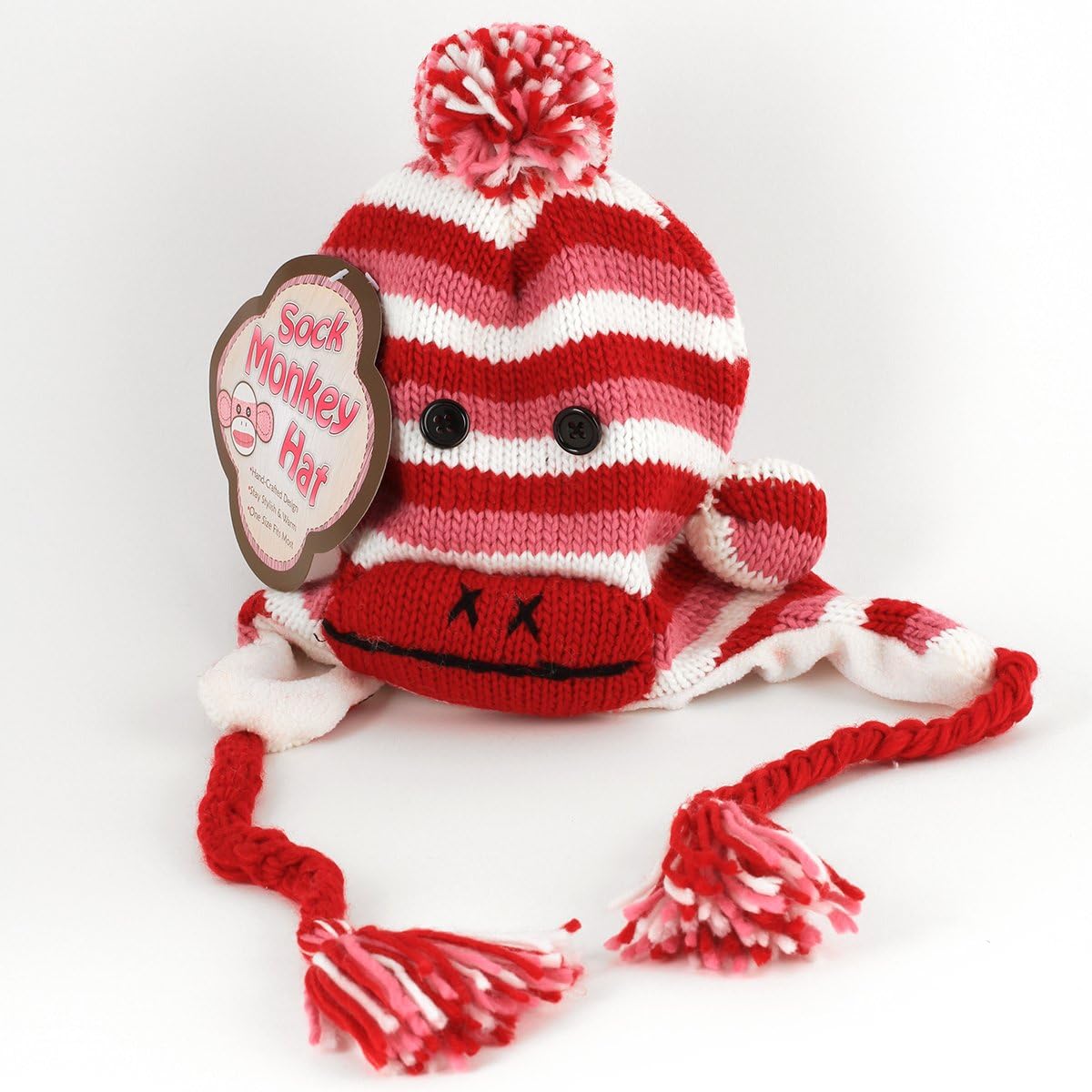 Pink Stripe Sock Monkey Hat Clothing