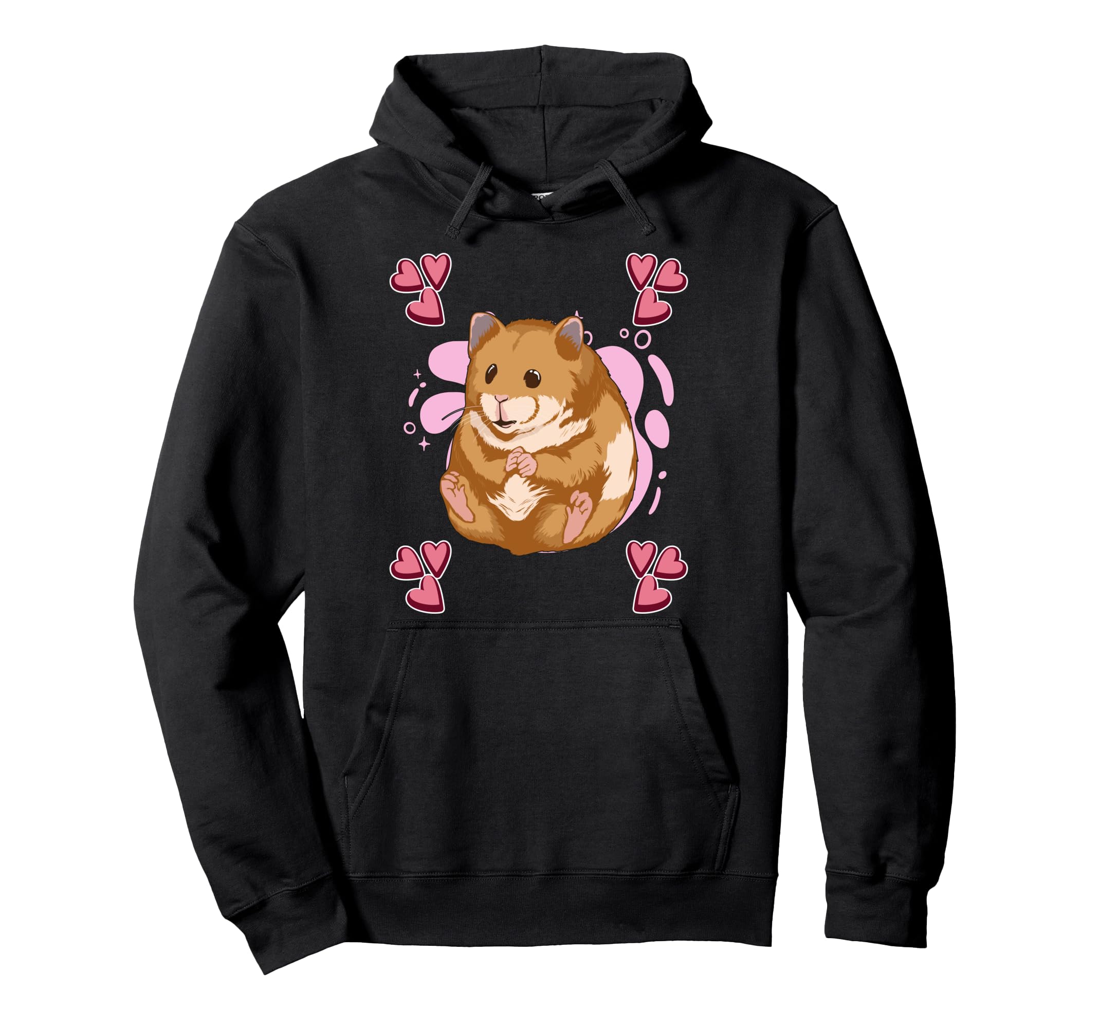 Hammy Pink Heart Design Hamster Pullover Hoodie