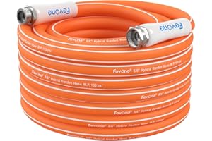 Fevone Garden Hose 50 ft x 5/8", Heavy Duty Water Hose, Fits Hoses/Pipes of All Replacement/Replaceable Parts, Drinking Water Safe, Solid Aluminum Fittings - Zero Leak