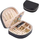 ProCase Travel Size Jewelry Box, Medium Portable Seashell-Shaped Jewelry Case, 2 Layer Jewelry Organizer in PU Leather for Wo