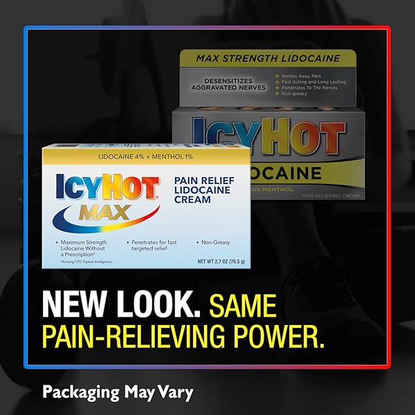 ICY HOT MAX STRENGTH PAIN RELIEF CREAM WITH LIDOCAINE PLUS MENTHOL, 2.7 OUNCES
