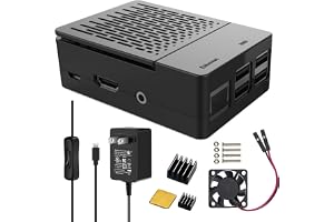 iUniker Raspberry Pi 3 Case with Fan & MicroUSB 5V 3A Power Supply | WIth Heatsinks, ON/OFF Switch Power Supply, Durable DIY 