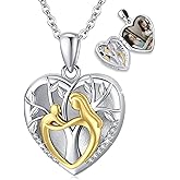 Picture Locket Necklace for Women Men Rose 14K Real Gold 925 Sterling Silver Jewelry Heart Locket Necklace that Holds Pictures Tree of Life Viking Wolf Celtic Knot St Christopher St Michael Pendant