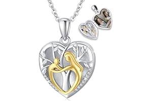 EUSENSE Picture Locket Necklace for Women Men Rose 14K Real Gold 925 Sterling Silver Jewelry Heart Locket Necklace that Holds Pictures Tree of Life Viking Wolf Celtic Knot St Christopher St Michael Pendant