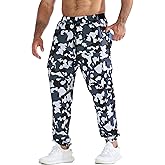 BROKIG Mens MarcoGlaze Gym Joggers, Camo Athletic Workout Pants Cargo Pockets, Casual Camouflage Sweatpants for Running