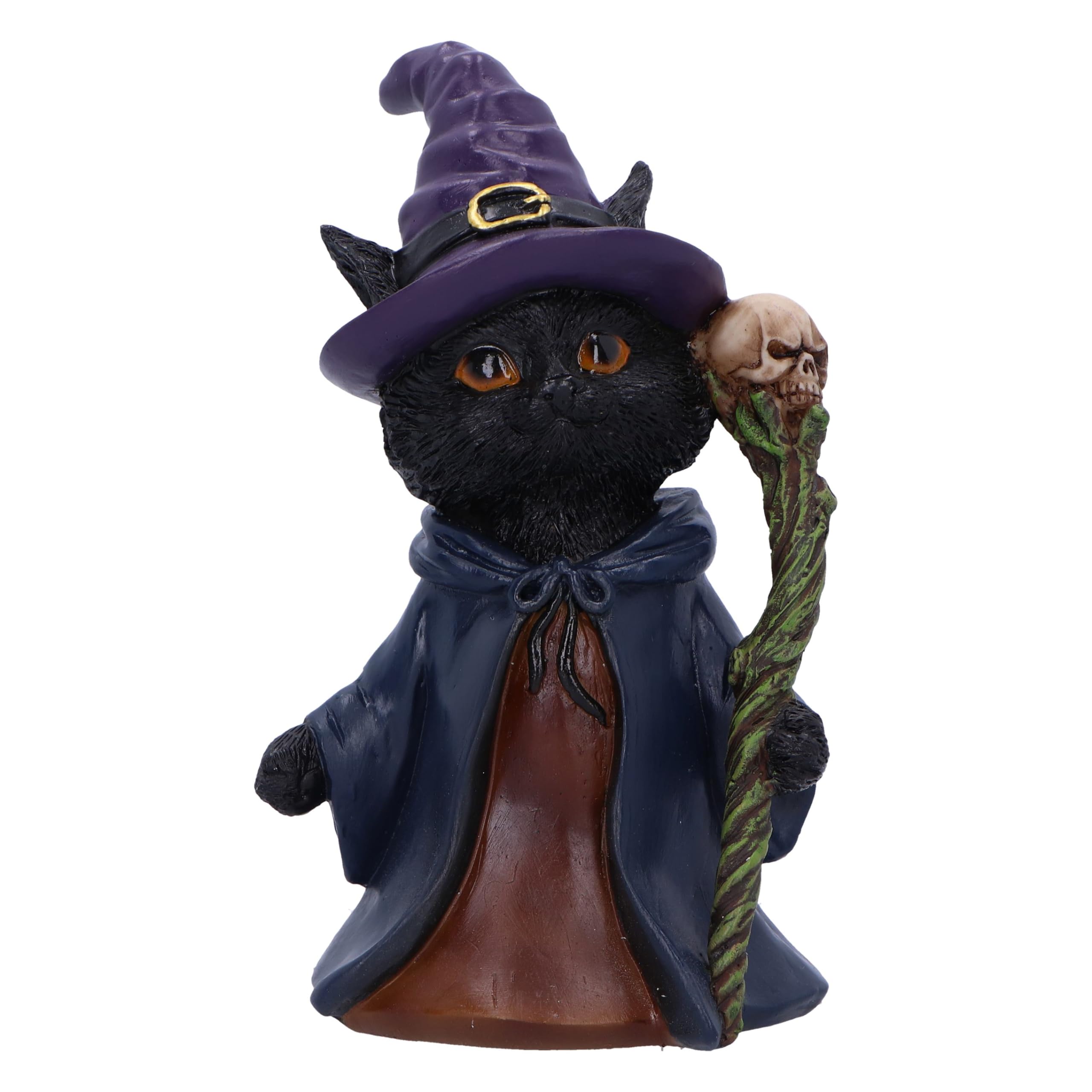 Nemesis Now Whiskered Wizard 14cm Black Cat Figure Ornament - Collectable Giftware Cast in Finest Resin, Expertly Hand-Painted