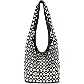 Ophlid Stylish Studded Hobo Bag Y2K Rivets Bucket Purse for Women Trendy Small Shoulder Tote Handbag