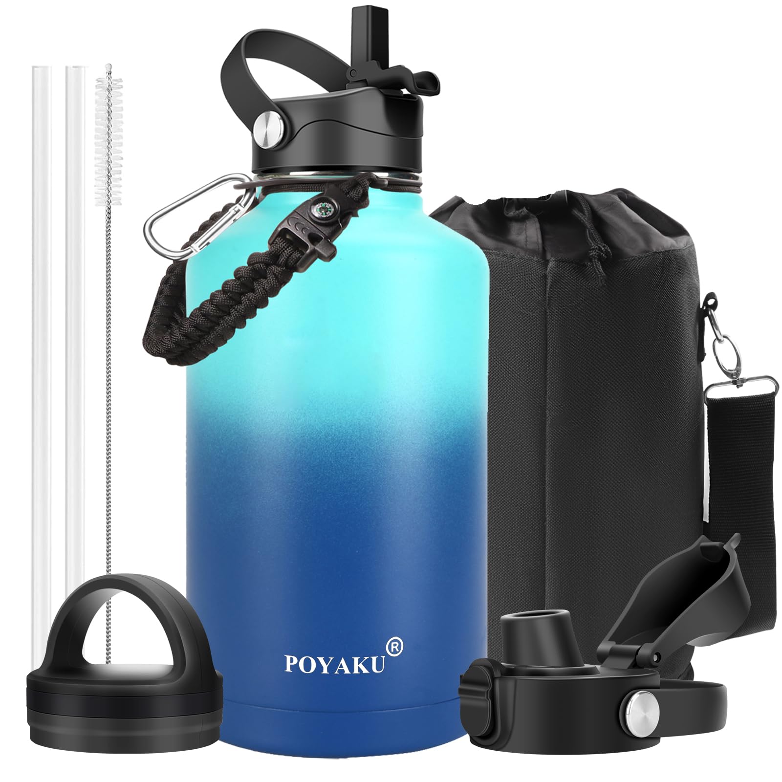 Water Bottle Insulated 32oz 40oz 64oz 128oz Straw Lid Spout Lid & 3 Lids, Leak Proof, Vacuum Insulated,Stainless Steel Water Bottle Wide Mouth for Sports, Gym or Office (Pacific Prince, 128 oz) Image Water Bottle Insulated 32oz 40oz 64oz 128oz Straw Lid Spout Lid & 3 Lids, Leak Proof, Vacuum Insulated,Stainless Steel Water Bottle Wide Mouth for Sports, Gym or Office (Pacific Prince, 128 oz) Image