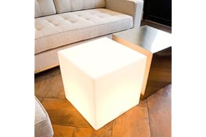 Mr.Go 20-inch LED Lighted Cube Table, Large LED Cube Chair Light, 16 RGB Colors Glowing Cube Seat w/Remote - Rechargeable - Waterproof - Home Outdoor Patio Pool Bar Stage Party Lighting Decoration