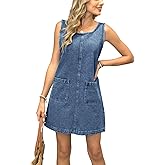 utcoco Women's 2025 Summer Sleeveless Denim Tank Dress U-Shaped Backless Jean Mini Dress with Pockets