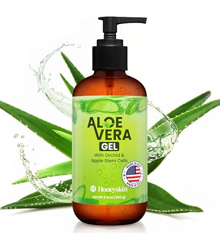 Amazon.com : Aloe vera Gel - from 100% Pure Organic Aloe Infused with  Manuka Honey, Stem Cell, Methylene Blue - Natural Raw Moisturizer for Face,  Body, Hair. Perfect for Sunburn, Acne, Razor