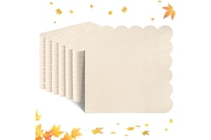 120 Pcs Beige Scalloped Cream Party Napkins, Disposable Dessert Napkins, Bar Napkins, Wedding, Baby Shower, Bridal Shower, Bi