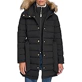 Tommy Hilfiger Women's Cold Weather Puffer Fur Trimmed Long Puffer Coat