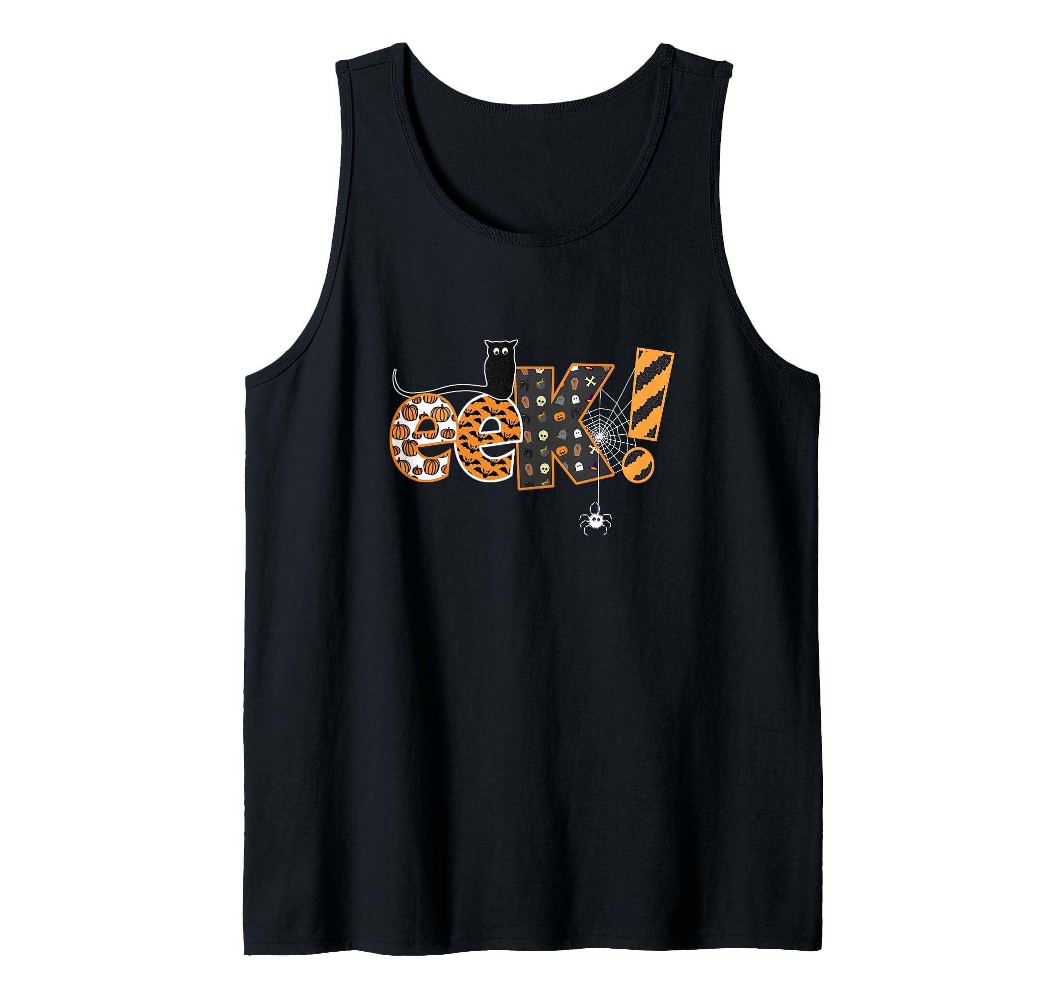 Boo Halloween EEK! Design with Funny Cat and Spider Tank Top