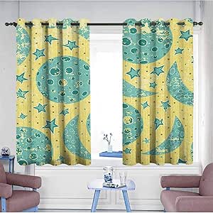 HOMEDD Cortinas Simples, diseño Retro de Luna y Estrellas de la Luna
