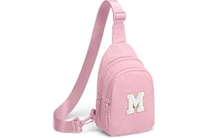 Viverte Small Corduroy Sling Bag Initial Crossbody Bag Fanny Pack for Girls Personalized Birthday Gifts for Teen Girls Gifts
