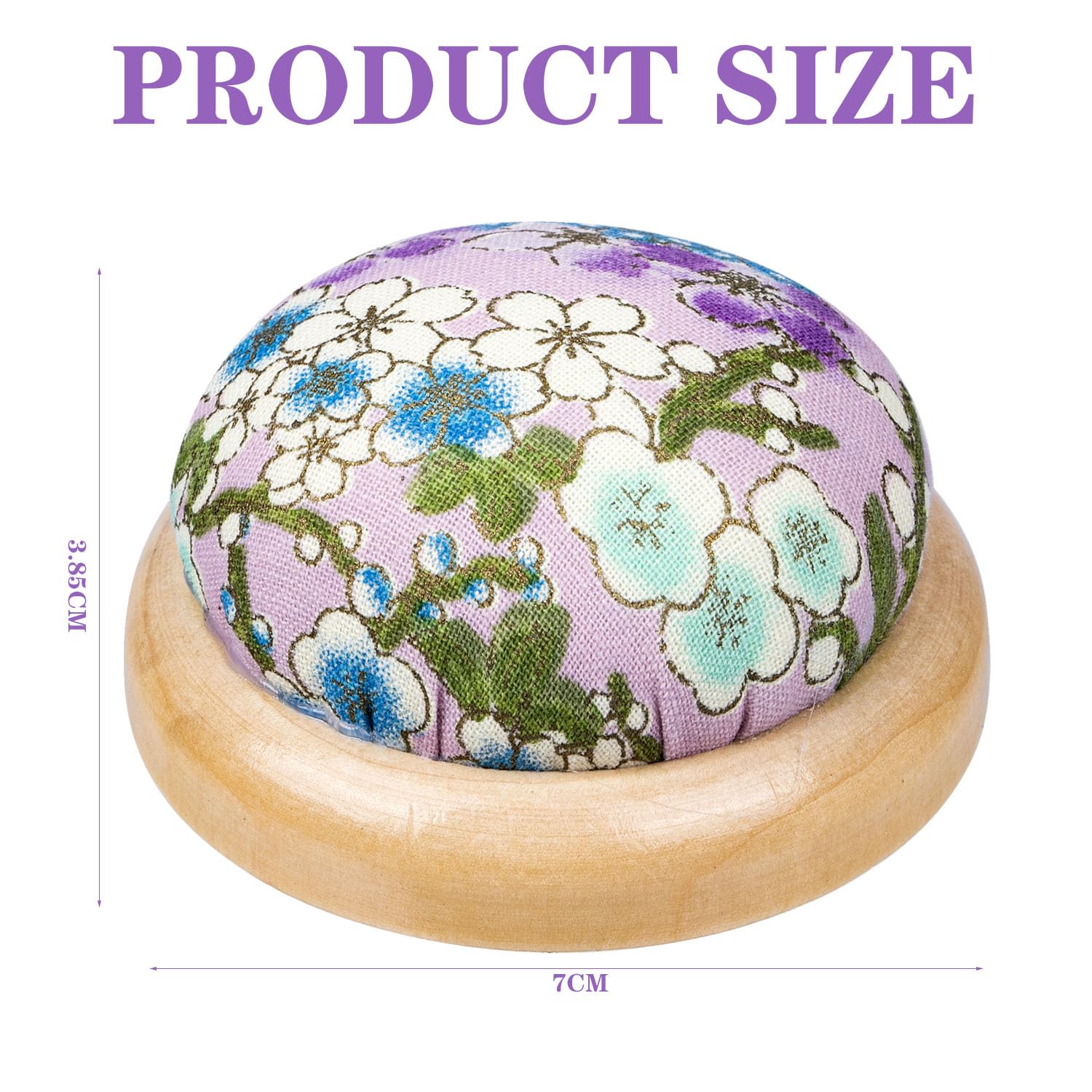 Acooruiteng Pin Cushion Wooden Base Pin Cushions for Sewing Cute Sewing Pin Cushion Floral Style Needle Durable Pincushions Cute Pincushion for Sewing Needle Holders DIY Crafts Projects