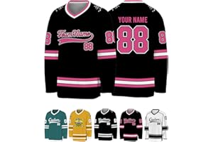 WBgjsnklbnl Custom Hockey Jersey Personalized Name Number Logo Polyester Hockey Uniform Long Sleeve for Men Women Youth
