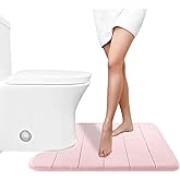 Yimobra Memory Foam Toilet Bath Mat U-Shaped, 24 X 20 Inches,Soft and Comfortable, Super Water Absorption, Non-Slip, Machine Wash and Easier to Dry for Bathroom Commode Contour Rug, Pink
