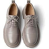 BEAU TODAY Womens Oxford Shoes,Leather Lace-Up Oxfords for Women,Formal Chunky Comfortable Brethable Round Toe Non Slip Business Work Casual Office Dress Shoes