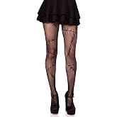 Leg Avenue Women&rsquo;s Stitched Up Halloween Tights Goth Fishnets Alt Clothes Black Patterned Tights for Women, Black, One S